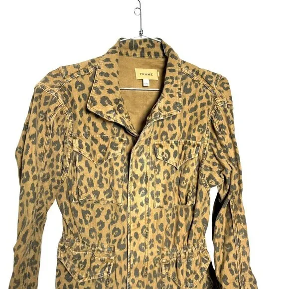 FRAME animal print Cheetah Service Cargo Jacket womens animal print size XXS - Picture 3 of 8
